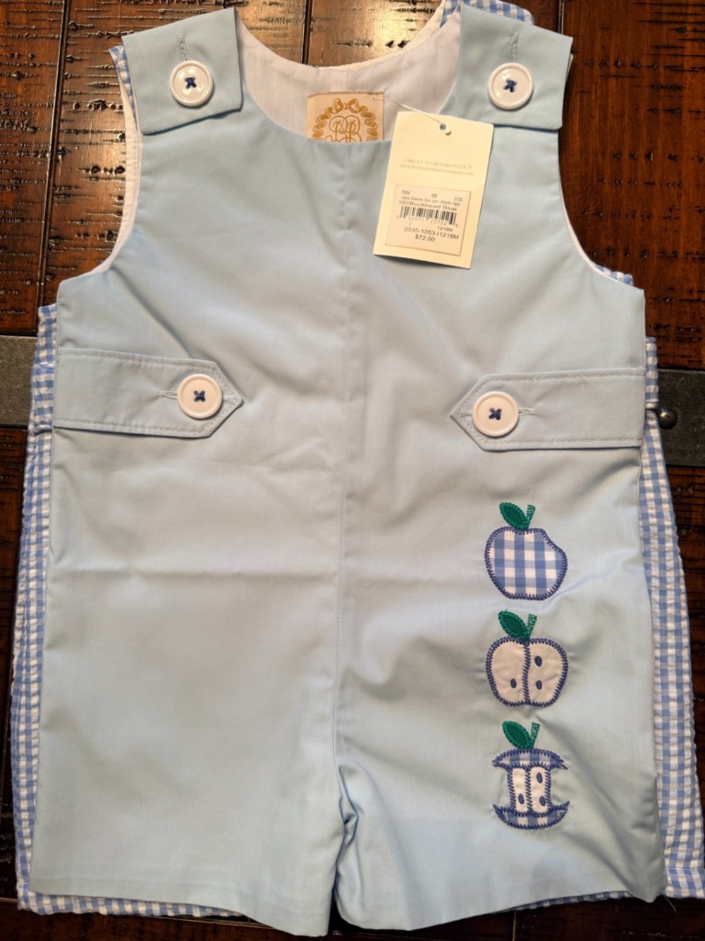 The Beaufort Bonnet Company Light Blue Boys' Apple Applique Jon Jon